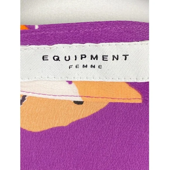 Equipment Lorainna 100% Silk Floral Printed Mini Dress, Dahlia Purple - Size L - Picture 10 of 12